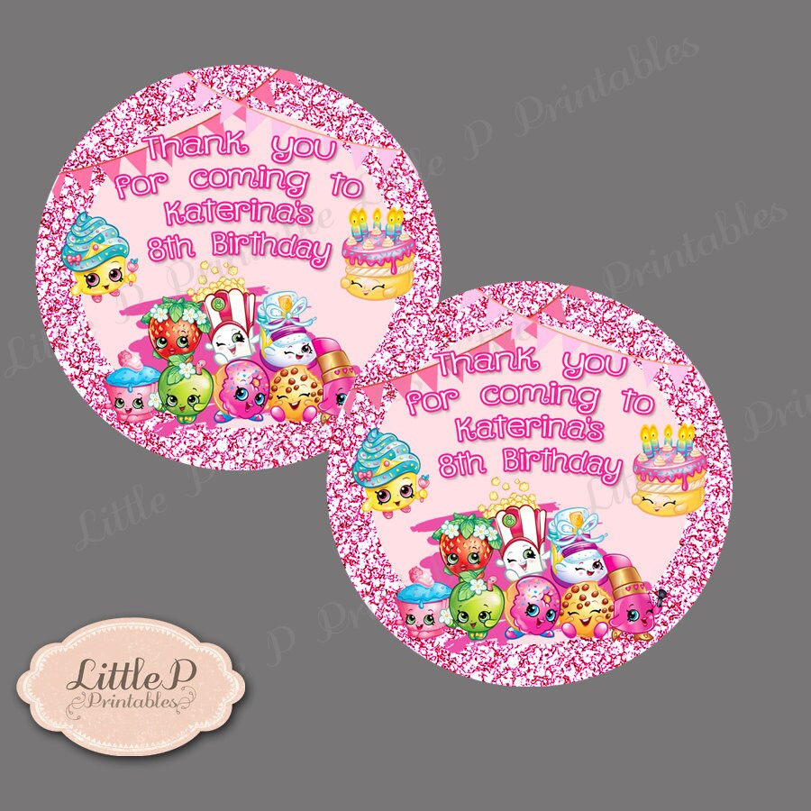 Shopkins Thank you Label. Shopkins Thank you Gift Label. Shopkins Sticker. Shopkins personalised Label. 2 inches Round Label Sticker 001