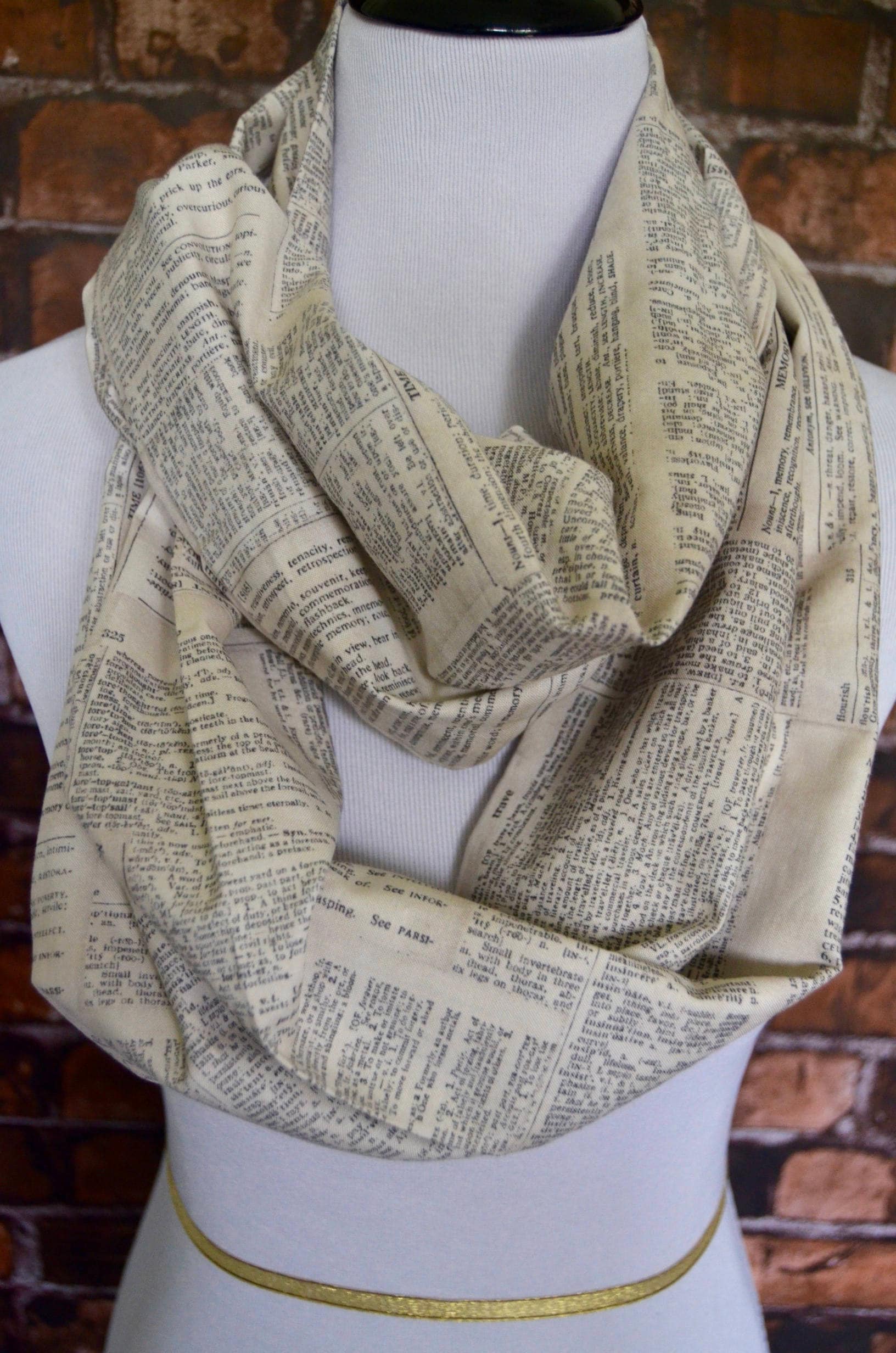 Book Pages Infinity Scarf Book Scarf Dictionary Page Scarf Etsy