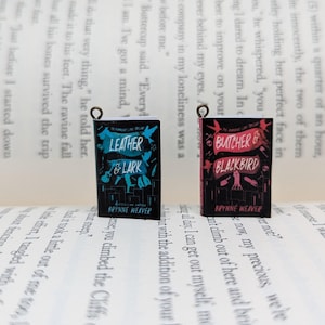 Ruinous Love inspired book earrings, butcher and blackbird earrings, leather and lark earrings, boktok