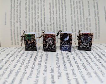 Rhapsodic inspired book earrings, the bargainer inspired earrings, boktok
