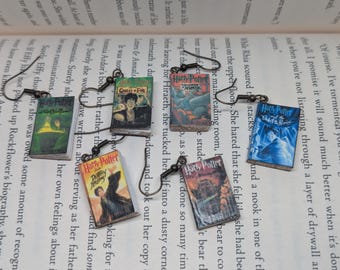 Popular wizard boy mini book earrings