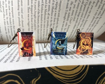 Crescent City Maas inspired book earrings, house of sky and breath, house of flame and shadow