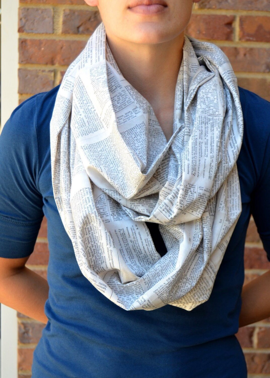 Book Pages Infinity Scarf Book Scarf Dictionary Page Scarf Etsy