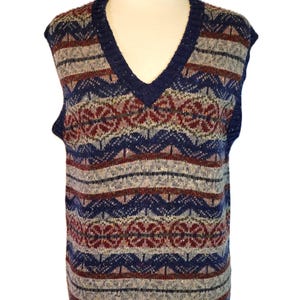 80s Sweater VEST Wool Blend Gray, Maroon, Navy Blue V-Neck ASTOR-ONE Pullover Jumper sz M Medium Grampa Core- Free us Ships Within 24 Hours