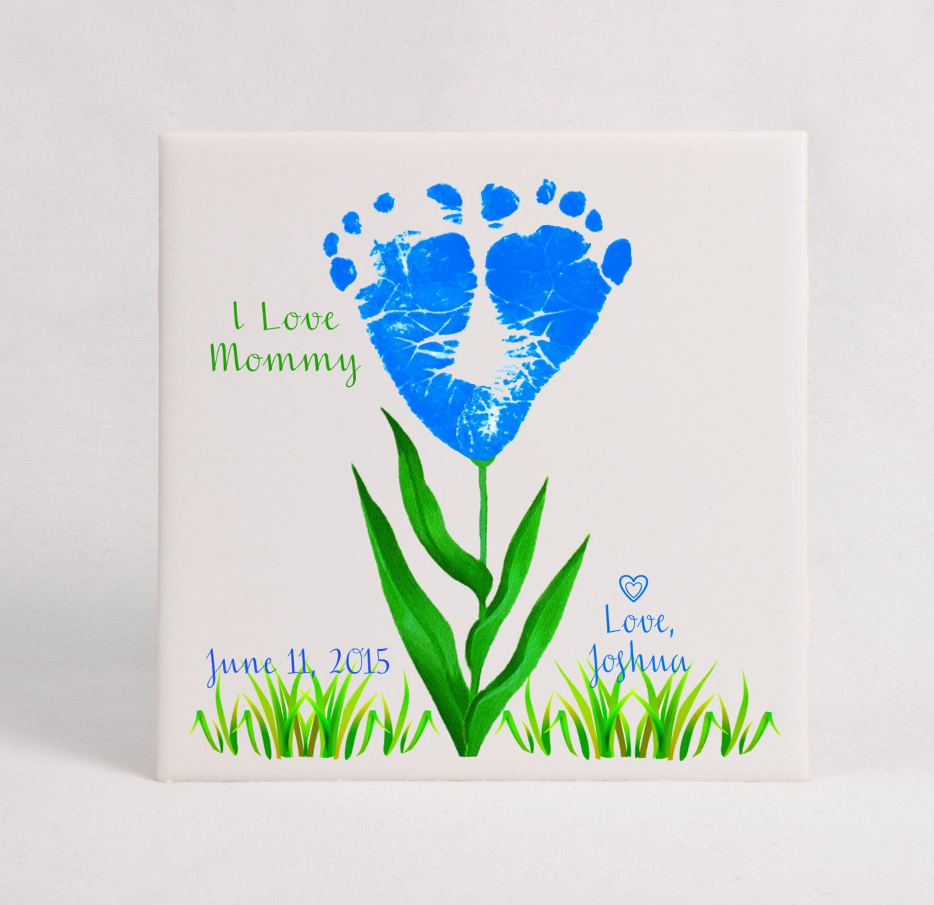 Baby Footprint Flower Ceramic Tile Flowers for Mommy Etsy