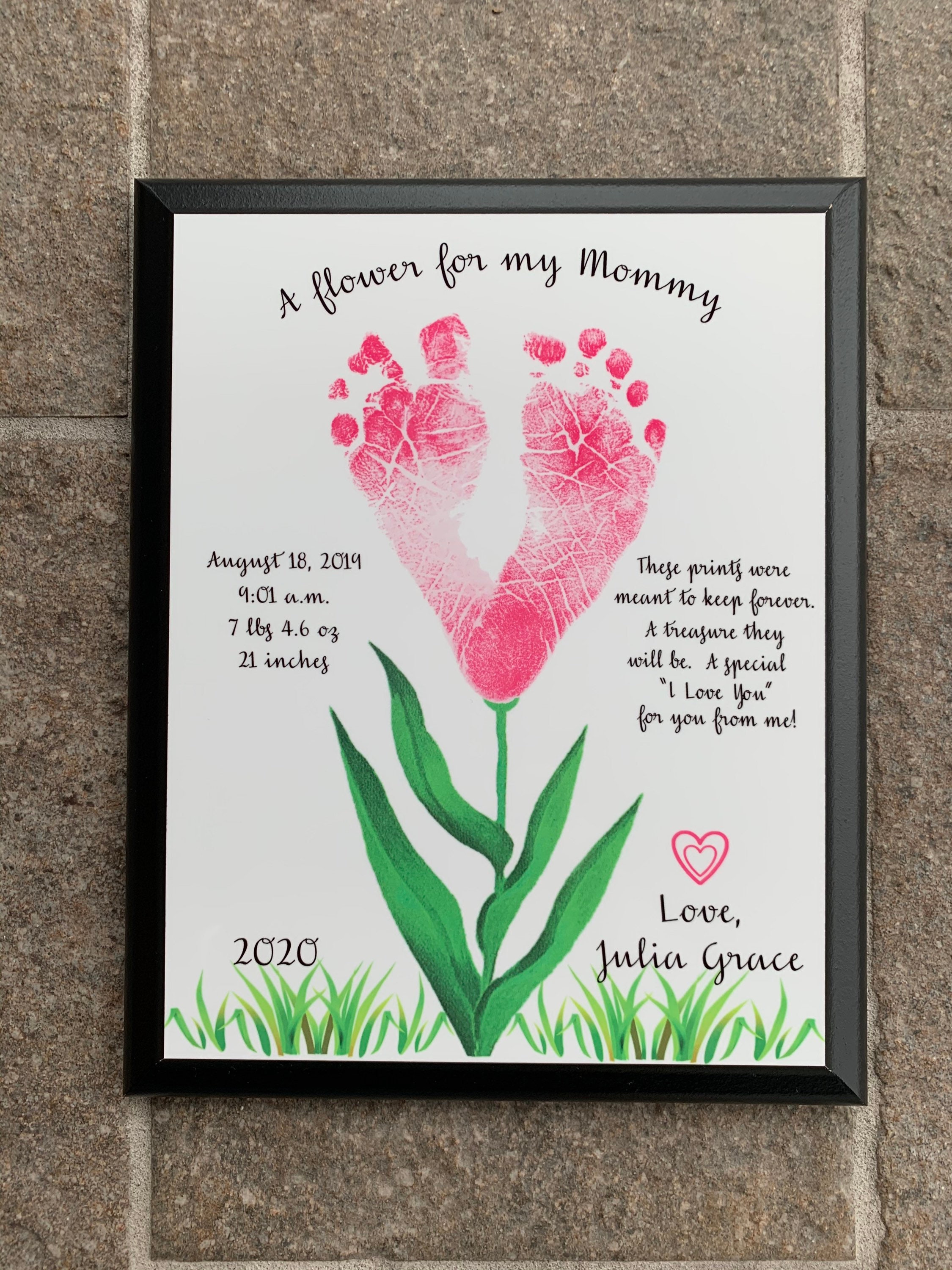 Hand & Footprint FLOWERS Sibling Plaque Children's Hand Etsy