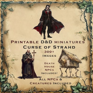 Collezione di miniature e opere d'arte di Curse Of Strahd DND - Miniature stampabili Dungeons and Dragons per giochi di ruolo da tavolo D&D