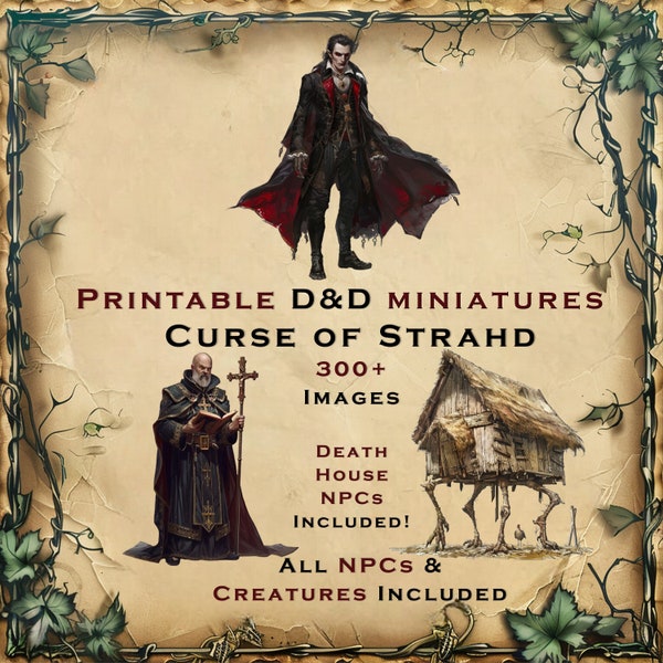 Miniatures imprimables de donjons et de dragons - collection complète de la malédiction de Strahd - prête pour la table D&D