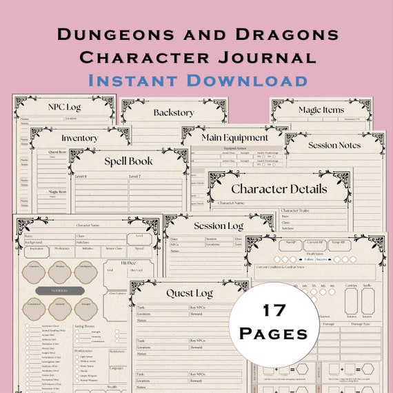 Printable DnD Character Journal: 5e Campaign Player (A4) (PDF)