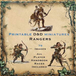 Ranger Class DND MINIATURE e collezione di opere d'arte - Miniature stampabili Dungeons and Dragons per giochi di ruolo da tavolo D&D