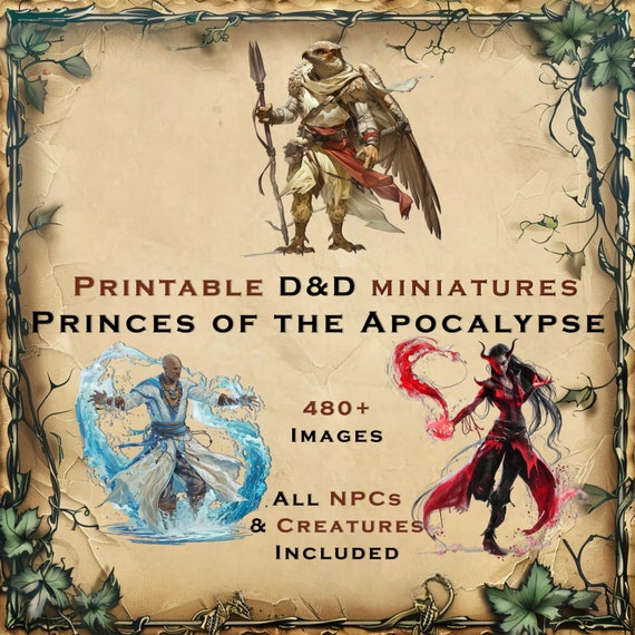 Princes of the Apocalypse D&D Miniatures: Printable Artwork