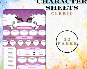 Printable CLERIC DnD Character Journal, DnD Character Tracker, A4, Dungeons and Dragons 5e Campaign Player Journal