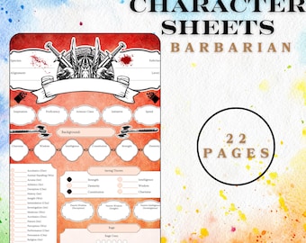 Printable BARBARIAN DnD Character Journal, DnD Character Tracker, A4, Dungeons and Dragons 5e Campaign Player Journal