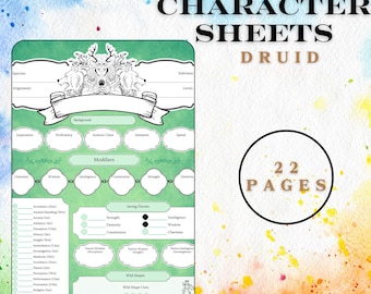 Printable DRUID DnD Character Journal, DnD Character Tracker, A4, Dungeons and Dragons 5e Campaign Player Journal