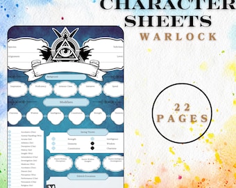 Printable WARLOCK DnD Character Journal, DnD Character Tracker, A4, Dungeons and Dragons 5e Campaign Player Journal