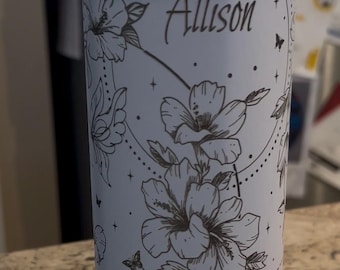 Laser engraved Owala tumbler, full wrap boho flower