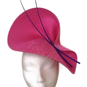 Pink and royal blue hat,Pink wedding hat,Fuschia pink and blue Royal Ascot hat,Royal blue Kentucky derby hat for woman,Pink fascinator large
