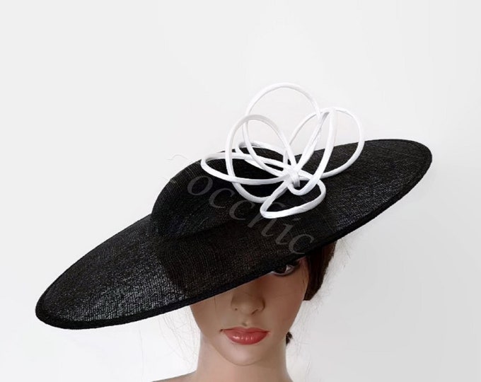 Black and White Wedding Hat, Black Kentucky Derby Hat, Black Ascot Hat