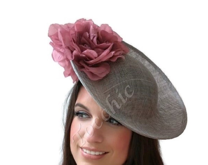 Grey and Pink Fascinator Gray Saucer Hat Kentucky Derby Etsy
