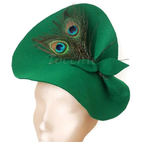 Green Wedding Hat for Woman Green Peacock Derby Fascinator Etsy
