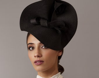 Black Melbourne Cup fascinator hat for woman, Polo hat black women, Black derby ladies hat, Black wedding hat, Black derby fascinator hats