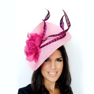 Pink Derby Hats for Women, Pale Pink Fascinator, Fuchsia Ascot Hat, Tea ...