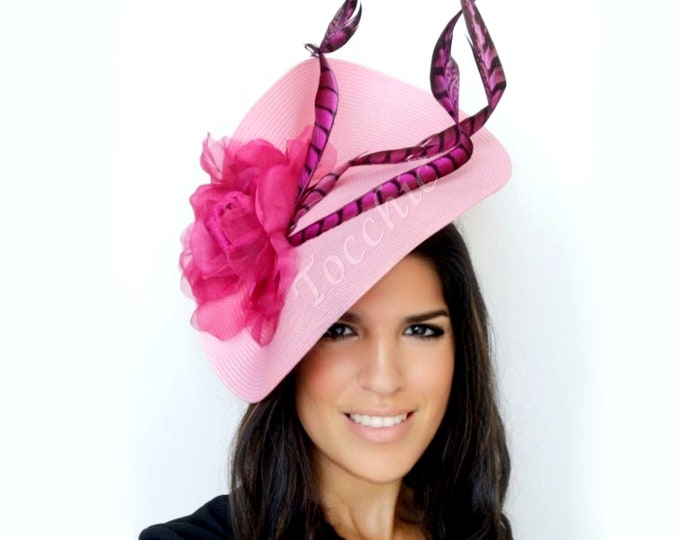 Pink Derby Hats for Women Pale Pink Fascinator Fuchsia Ascot Etsy