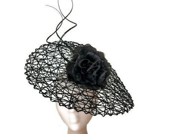 Ascot hat black,Original Black fascinator hat,Black Kentucky derby hat,Black wedding hat,Derby hats for women, race day hats, tea party hat