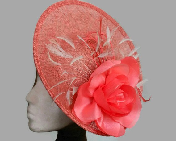 coral wedding hat