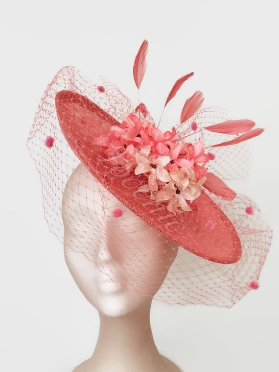 coral wedding hat