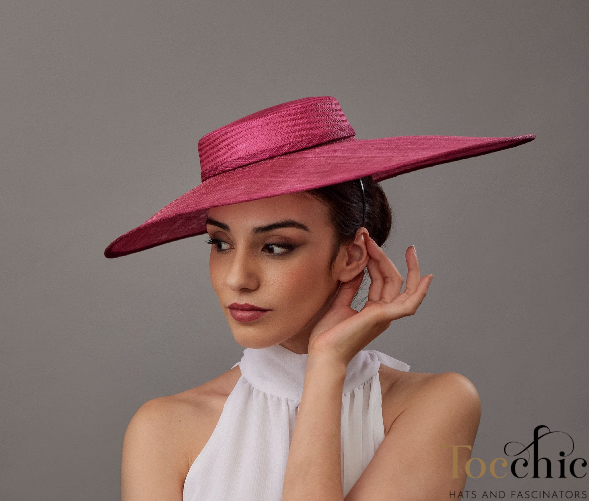 Dark Pink Dress Hat for Women, Elegant Dark Pink Wedding Guest Hat for Women,tea  Party Hat,derby Hat Simple With Style,mother Groom Hat Nude - Etsy