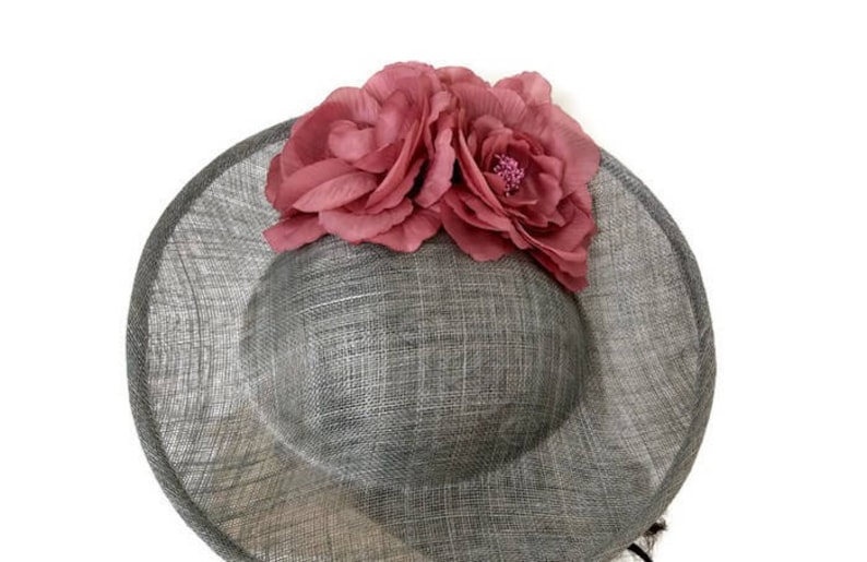 Grey and pink fascinator gray saucer hat kentucky derby Etsy