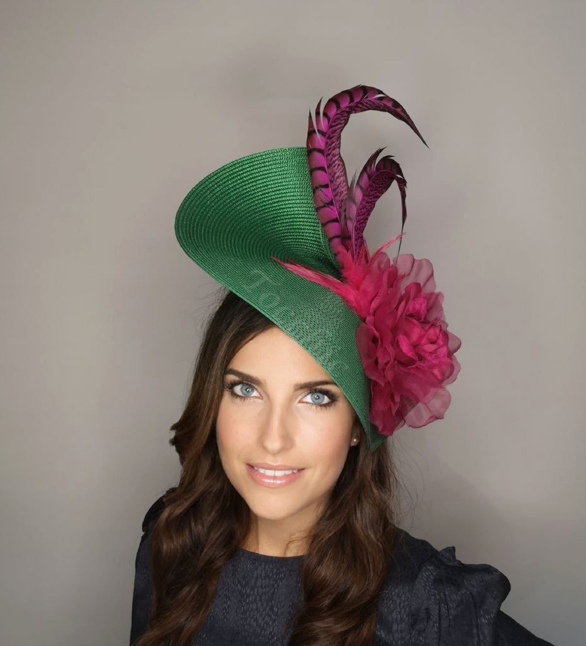 Pink and green fascinator hat Clearance