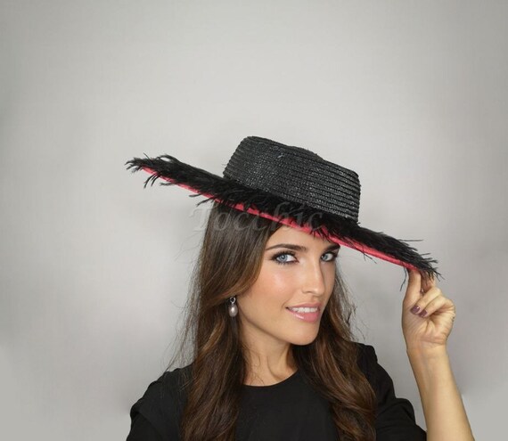 Royal Ascot Hat for Woman Red Feathers 