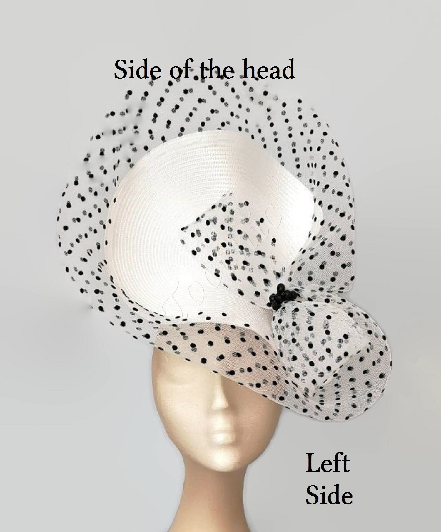 Elegant Black and White Fascinator, White Kentucky Derby Hat, Black ...