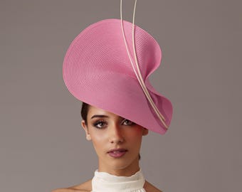 Light Pink Kentucky derby fascinator - Royal Ascot hat woman Ivory and pale pink  - Rose garden Party hat lady - Blush wedding church hat