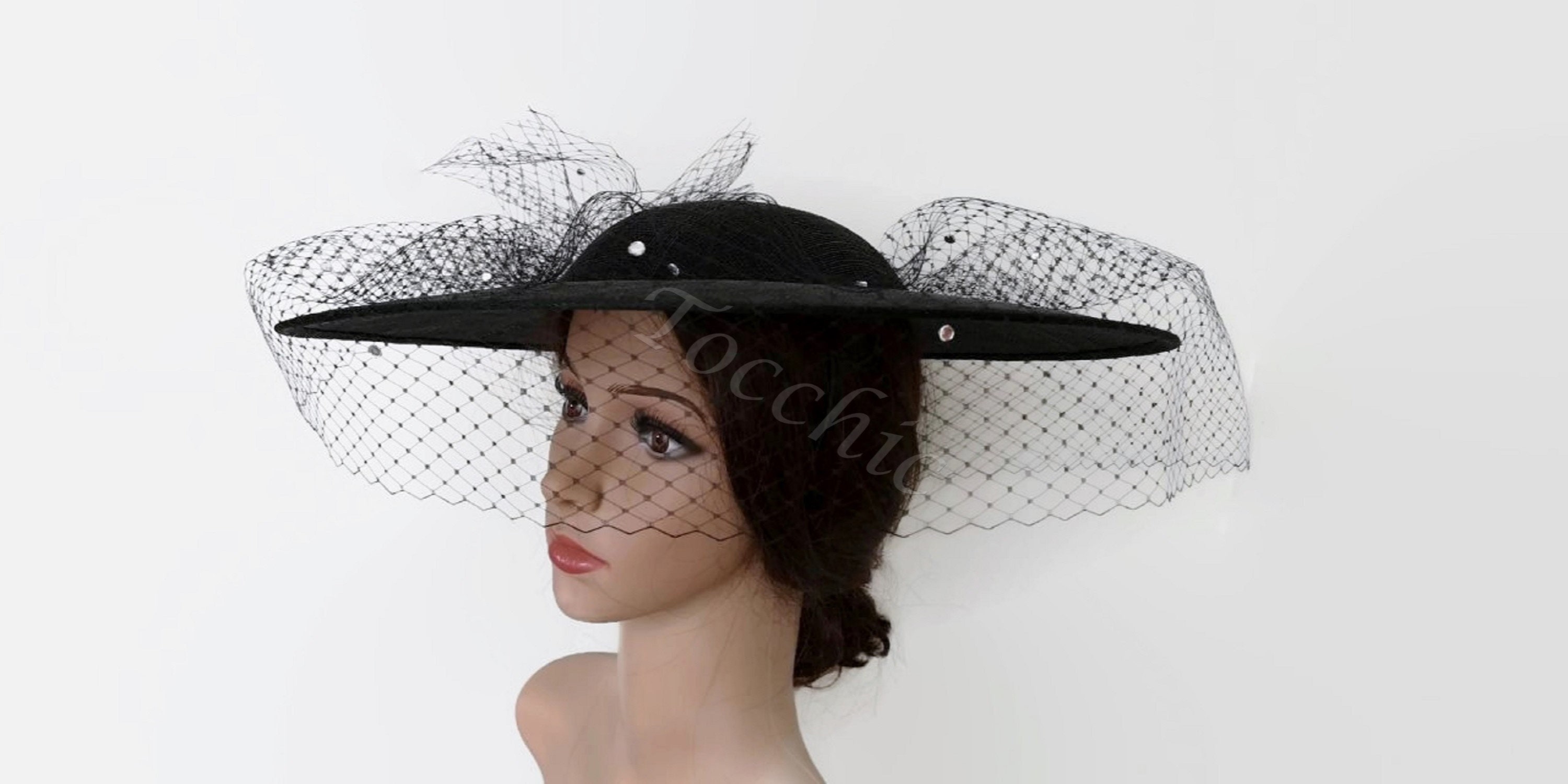 Black Veil Hat Black Kentucky Derby Hat 