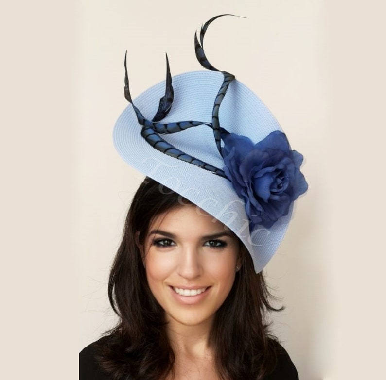 Pale blue fascinator, light blue hat, royal blue ascot hat, electric blue fascinator, blue wedding hat, pale blue derby hat, blue races hat 