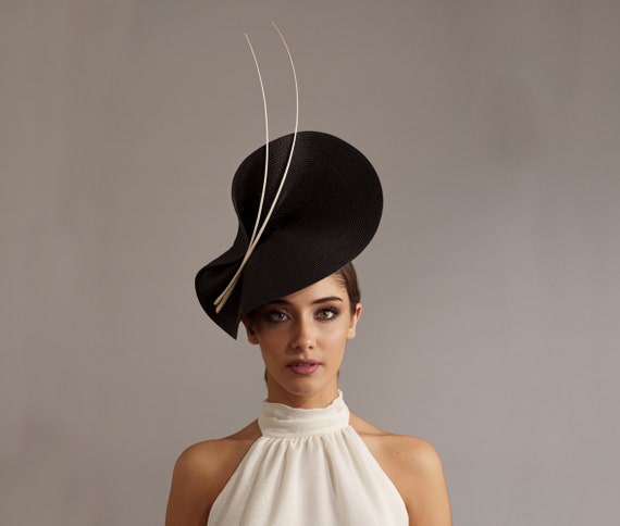 Black Women's Hats for Weddings, Black White Fascinator, Black Derby Hat  for Ladies, Black Wedding Hats for Guests, Black Hat for the Races -   Canada