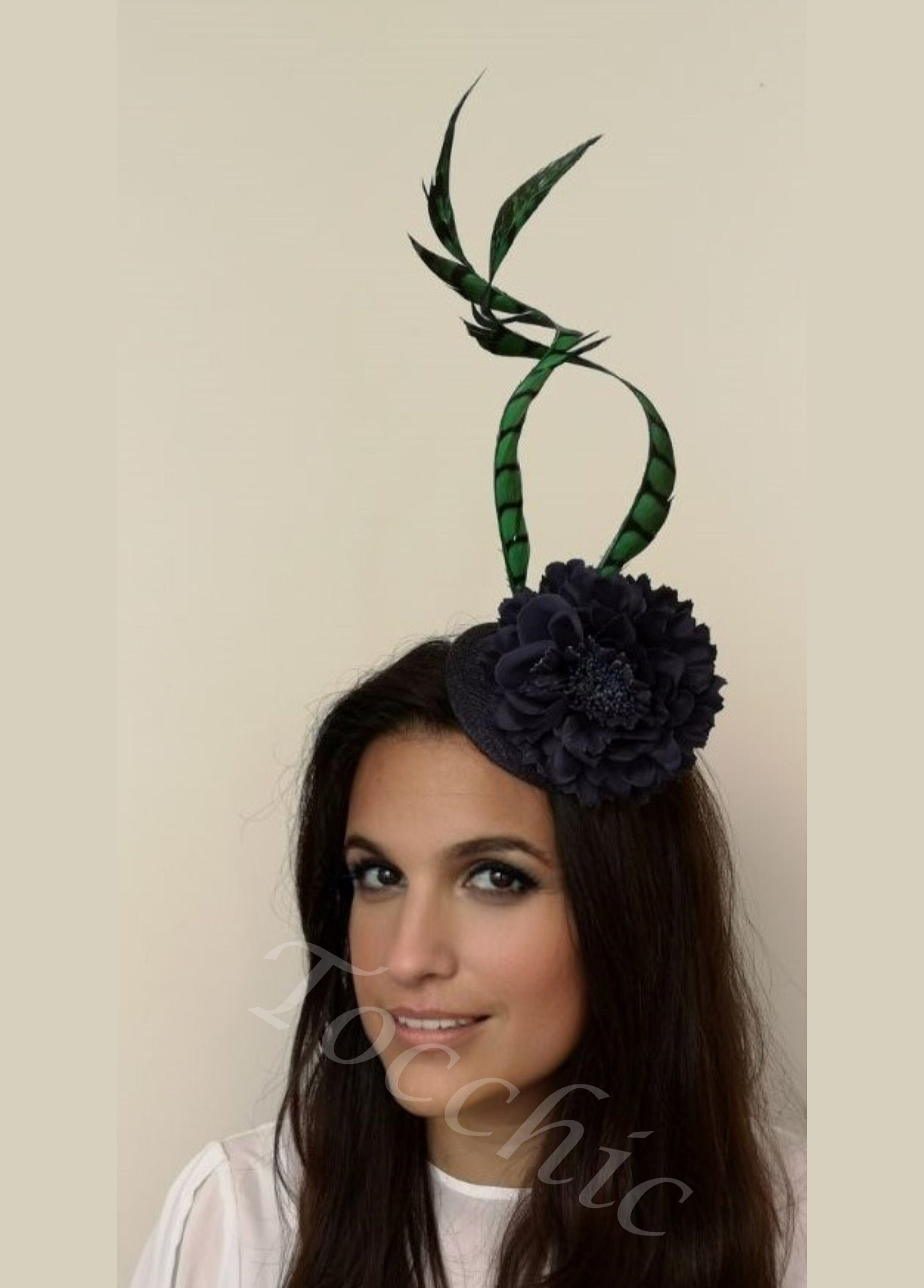 Green and Navy Blue Fascinator Green 