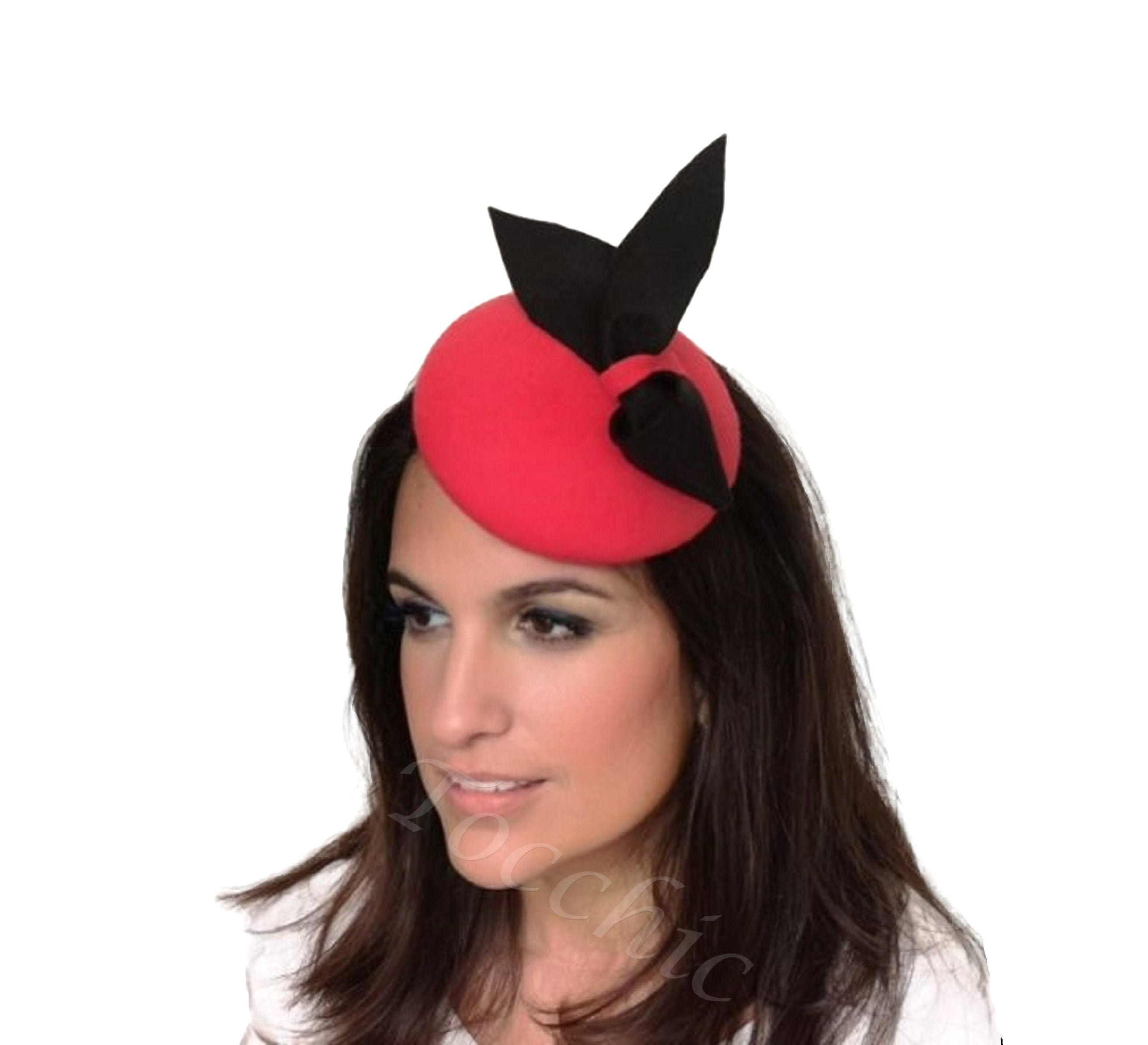 Red and Black Winter Fascinator Felt 