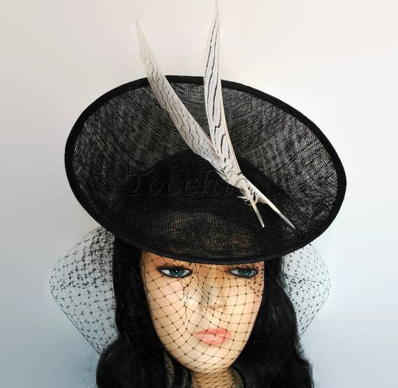 black and beige wedding hats