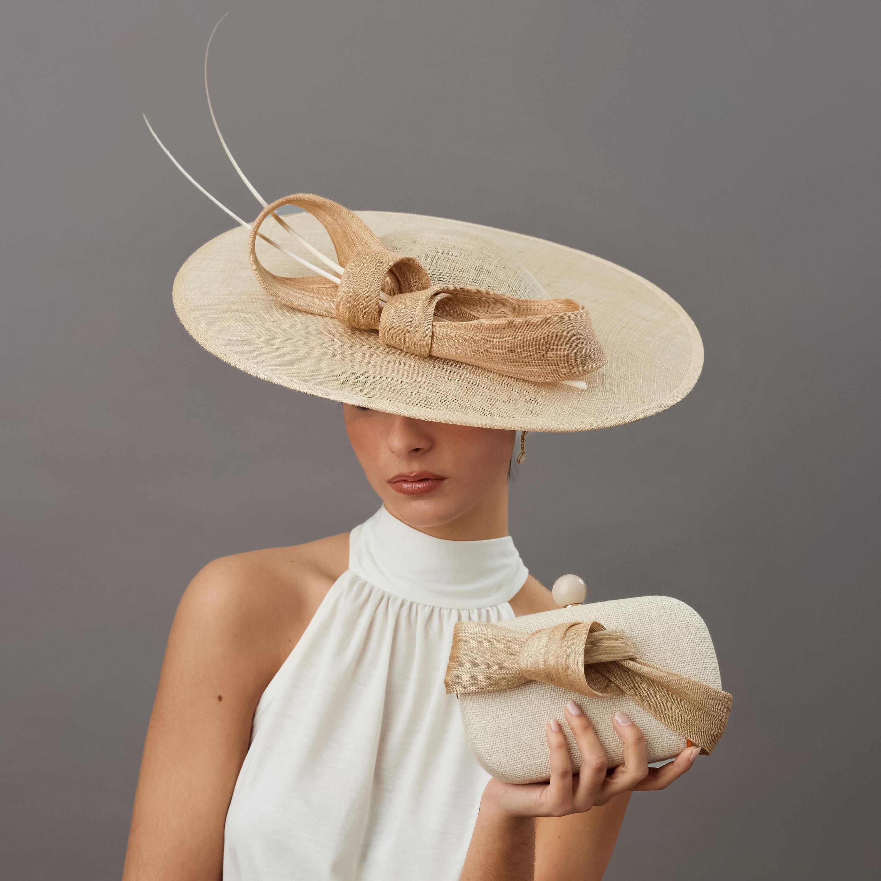 Ivory and Beige Kentucky Derby Hat - Elegant Cream Royal  display picture 1