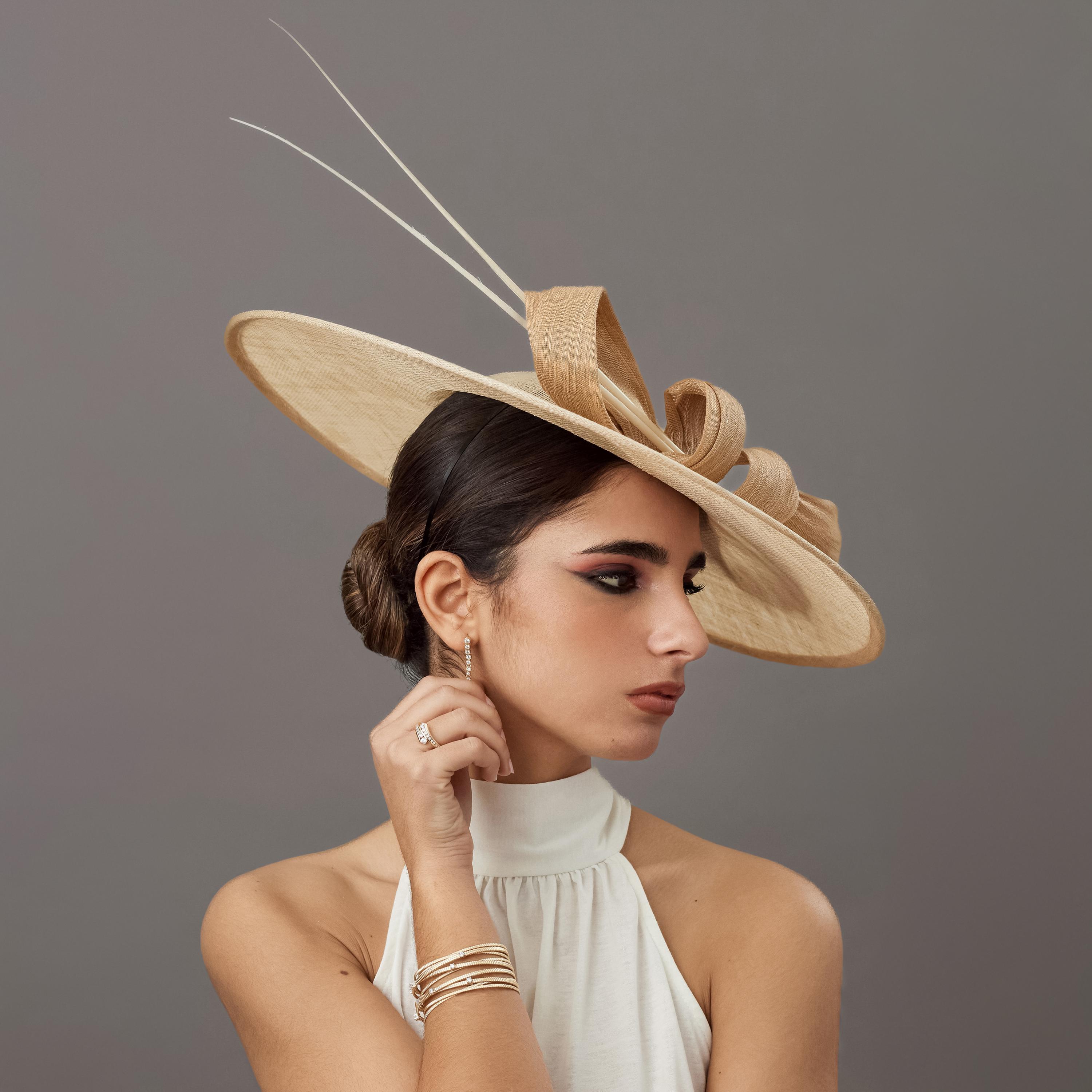 Ivory and Beige Kentucky Derby Hat - Elegant Cream Royal 