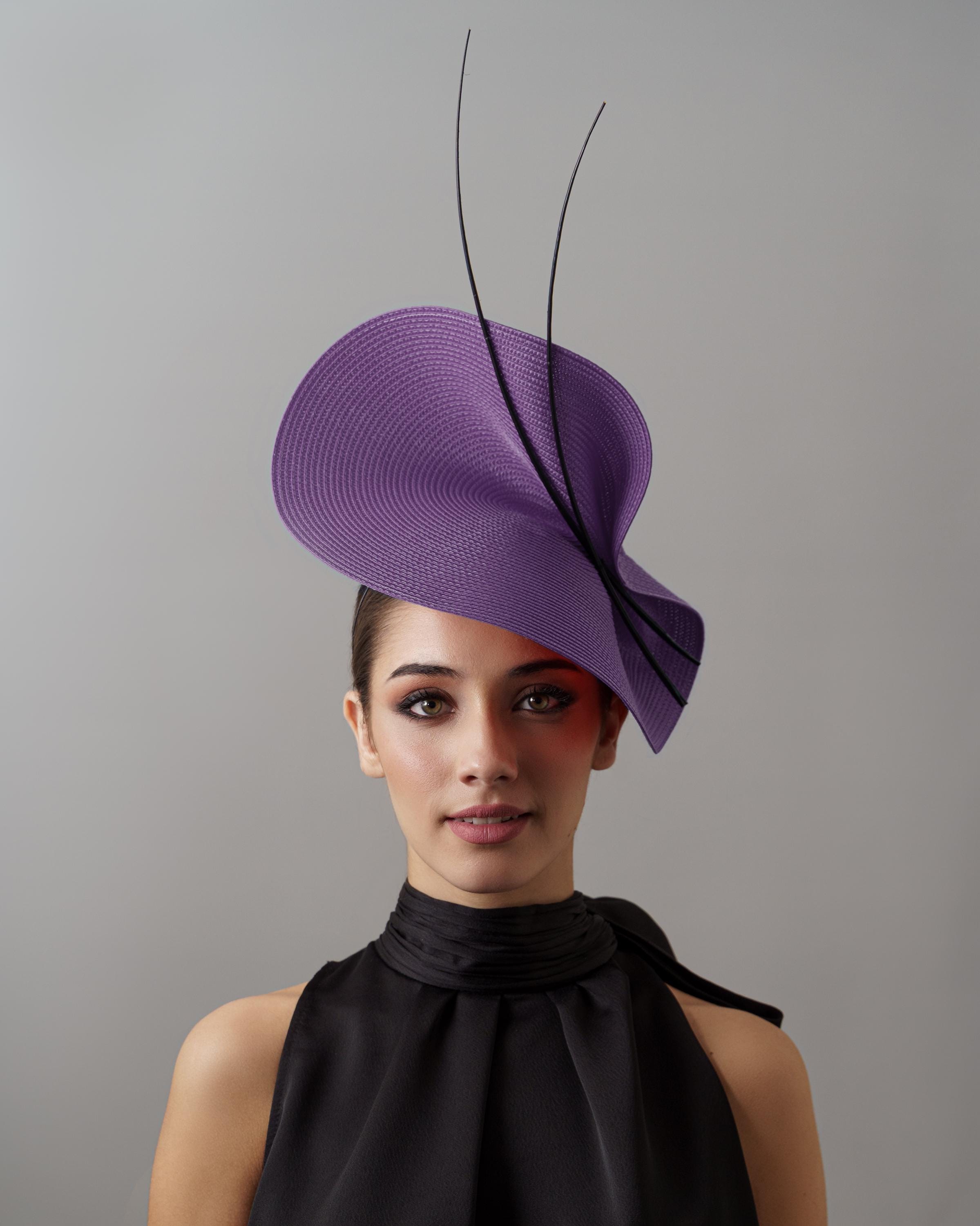 purple dress hats for women Purple Kentucky Derby Hat for Woman - Purple Wedding Fascinator - Purple  Women's Hats for Wedding Guests - Purple and Black Hat for Races