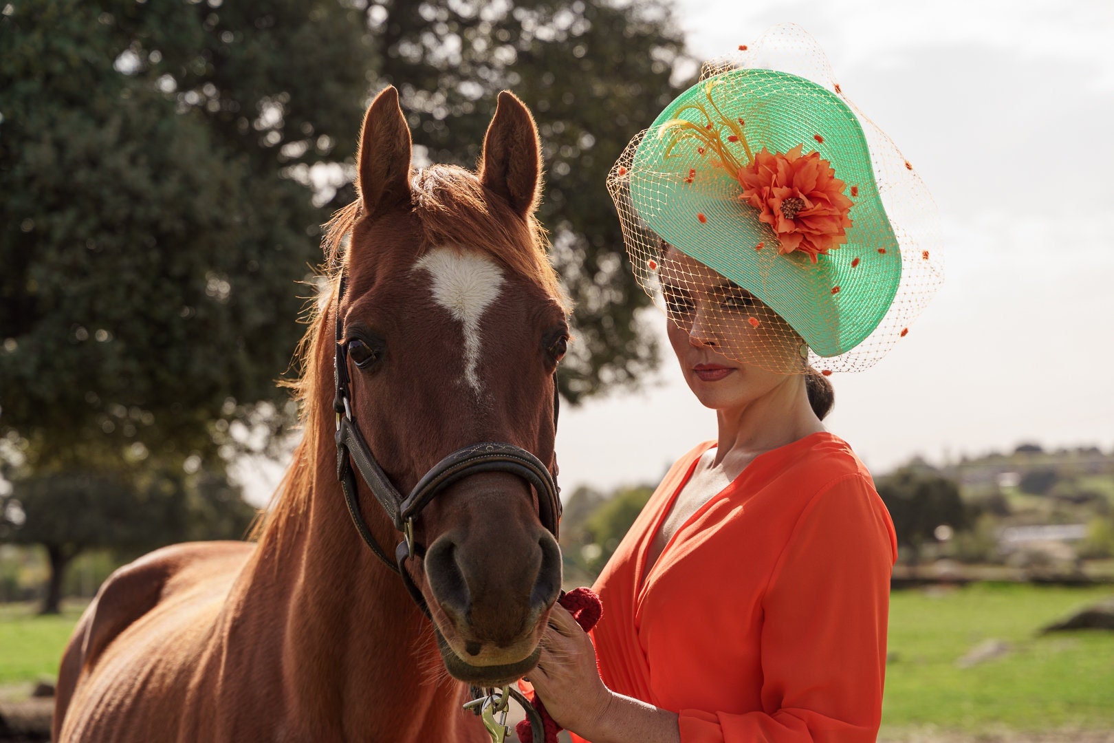 New Orange Floral Tiger Lily Floral Fascinator Kentucky Derby Hat Tea Ascot Hats and Fascinators Made By Chapeaux — CHAPEAUX main image 3
