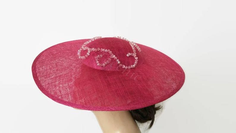 Pink tea party hats Crystal wedding hat pink rose Royal Ascot hat Kentucky derby hat pink womens dress hats Original races hat pink,