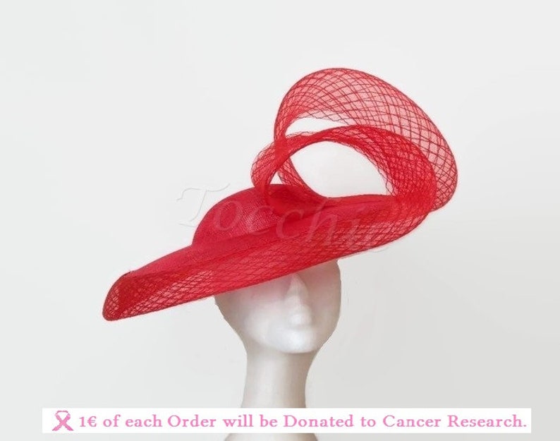 Red Kentucky derby hat, veil hat red, Red Ascot hat, wedding hat red, derby hats for women, tea party hat,race day hats, original hat big  