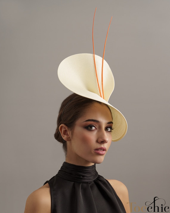 Chic Cream Women\'s Hat Elegant Woman Wedding Fascinator Hat Beige, Camel Derby  main image 4