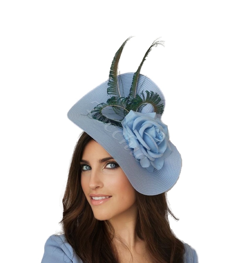Light Blue Fascinator Kentucky Derby Hat Pale Blue Peacock Etsy Australia